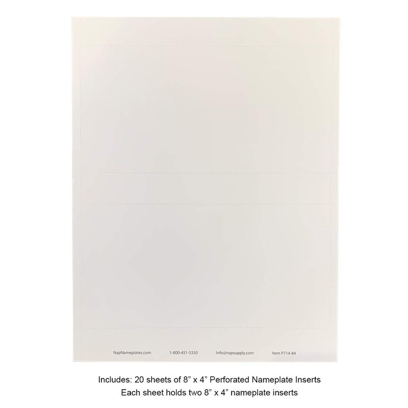 NapTags Perforated Paper Nameplate Inserts, Pack of 20 (8" x 4") - Image 1